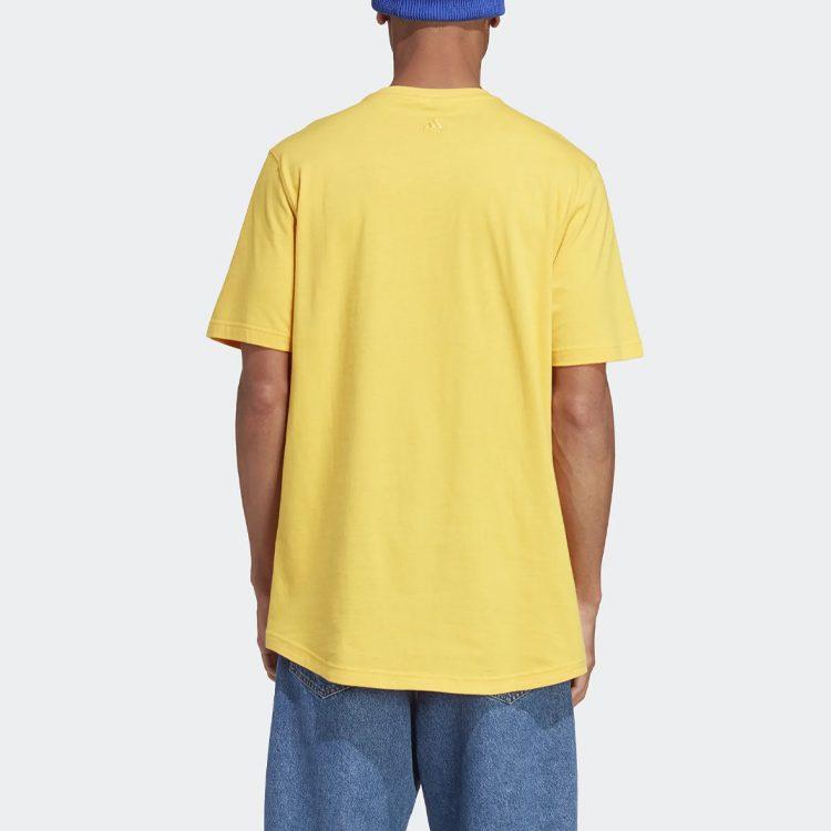 adidas T Shirts Men's Yellow Crew Neck Moderate Straight Fit IC9818