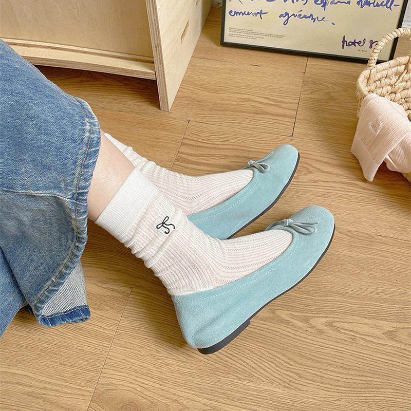 Woman Ultra Thin Version  Ins Bow Solid Color Mesh Mid Tube Breathable Socks Black White Grey Girl  Style Sweet Socks
