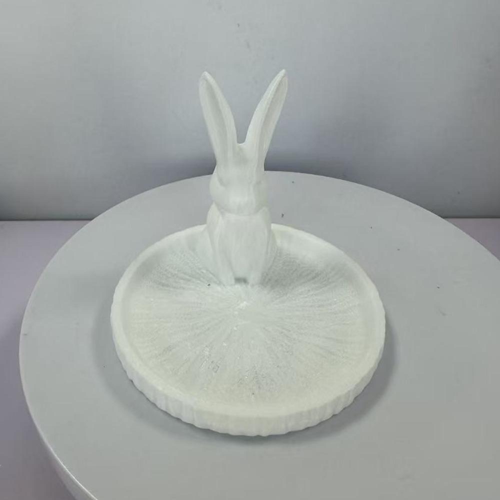 Tierförmige Schmuckaufbewahrungsschale 3D-gedrucktes Kaninchen-Ornament Halsketten-Display-Tablett für Zuhause Schreibtisch