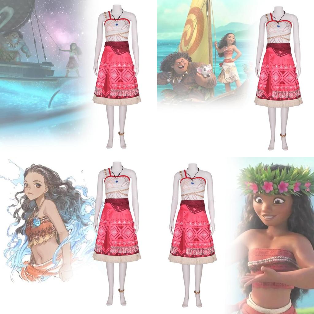 Moana Cosplay Costume Set For All Ages Stunning Moana Outfit With Skirt Top And Accessories