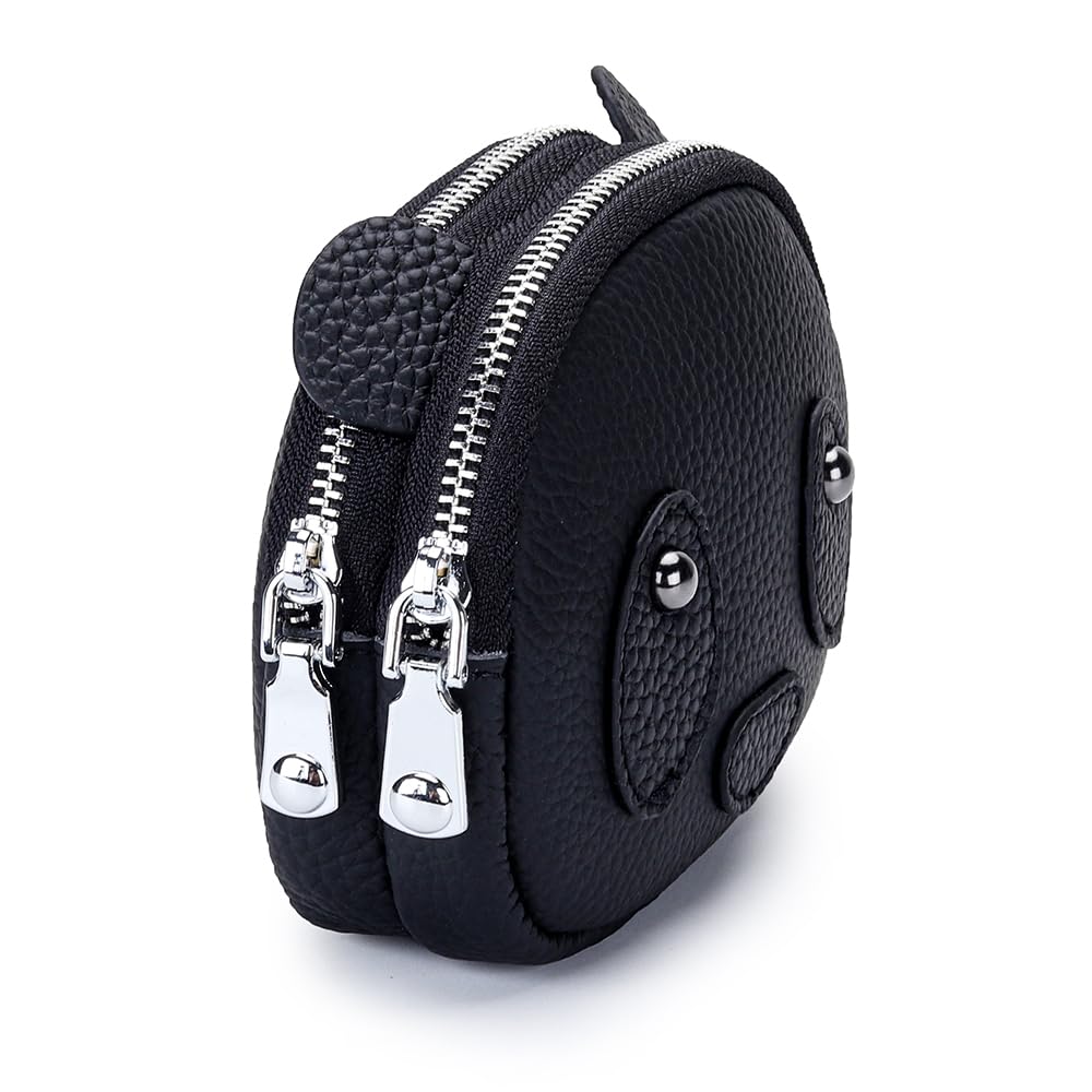 Yocipa Genuine Leather Panda Coin Purse with Keychain, Women's Mini Wallet, Cute Pouch, Small Animal Design Wallet, Double-Layer Zipper closure,