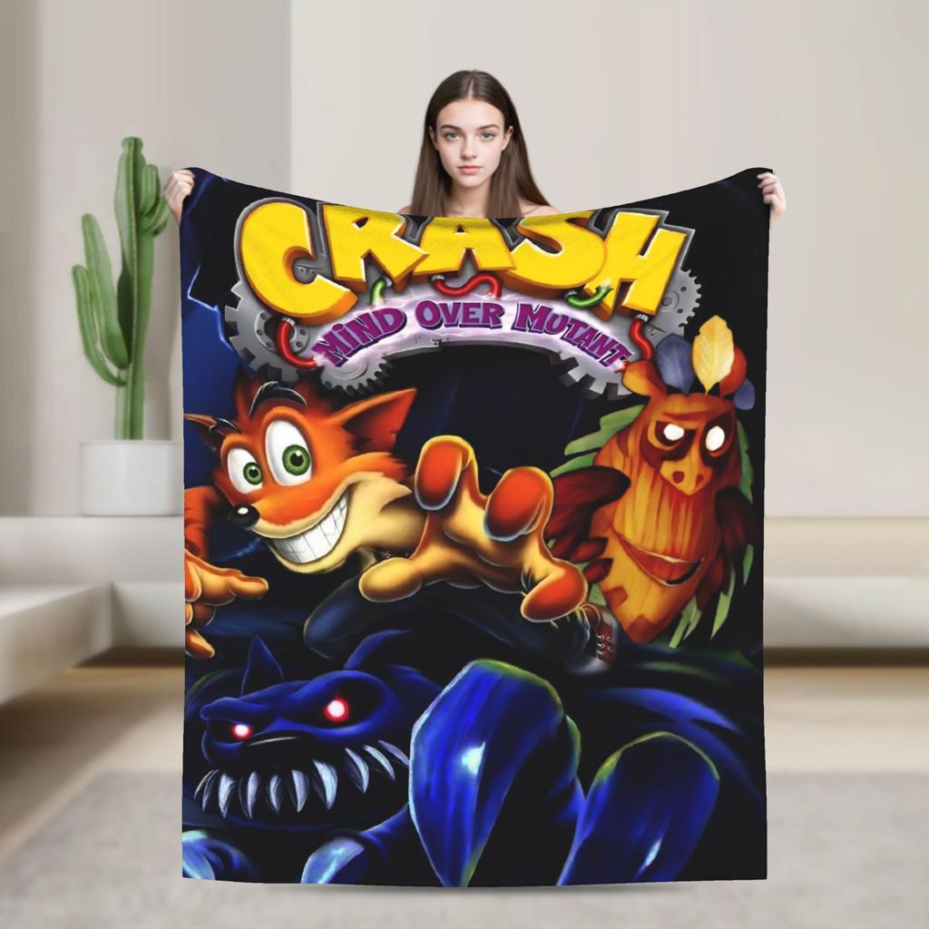 Crashs Bandicoots Soft Warm Blanket Airplane Travel Plush Throw Blanket Funny Couch Chair Flannel Bedspread Sofa Bed Cover
