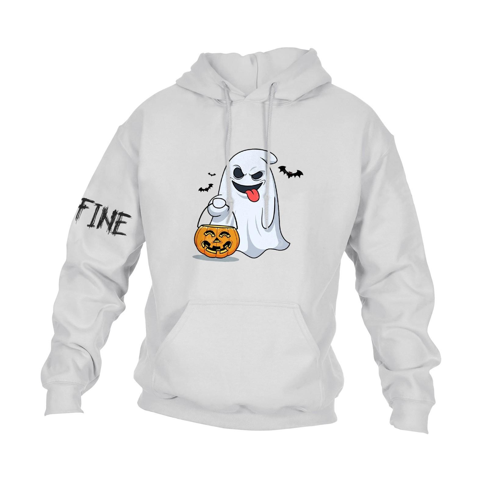 

Мужская повседневная свободная толстовка с капюшоном и длинным рукавом с карманом и принтом призрака на Хэллоуин XL белый