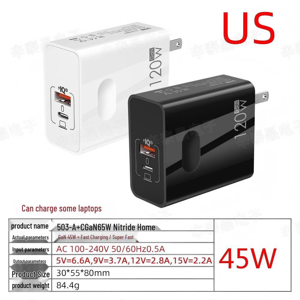 120W GaN Charger with EU/UK Plugs - 65W Ultra-Fast Charging for Laptops