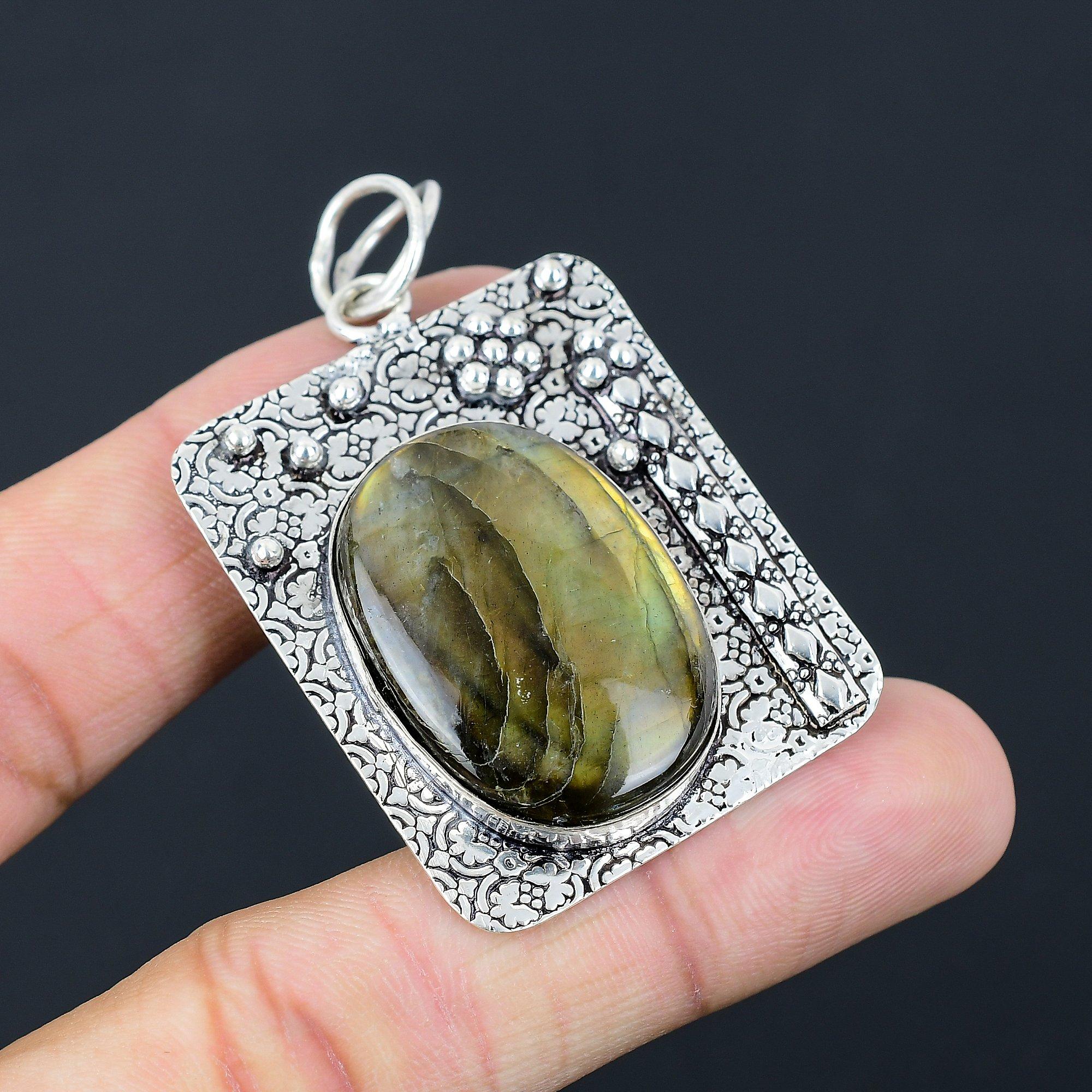 Sisters Day Deal Sterling Silver Labradorite Stone Birthday New Pendant Jewelry