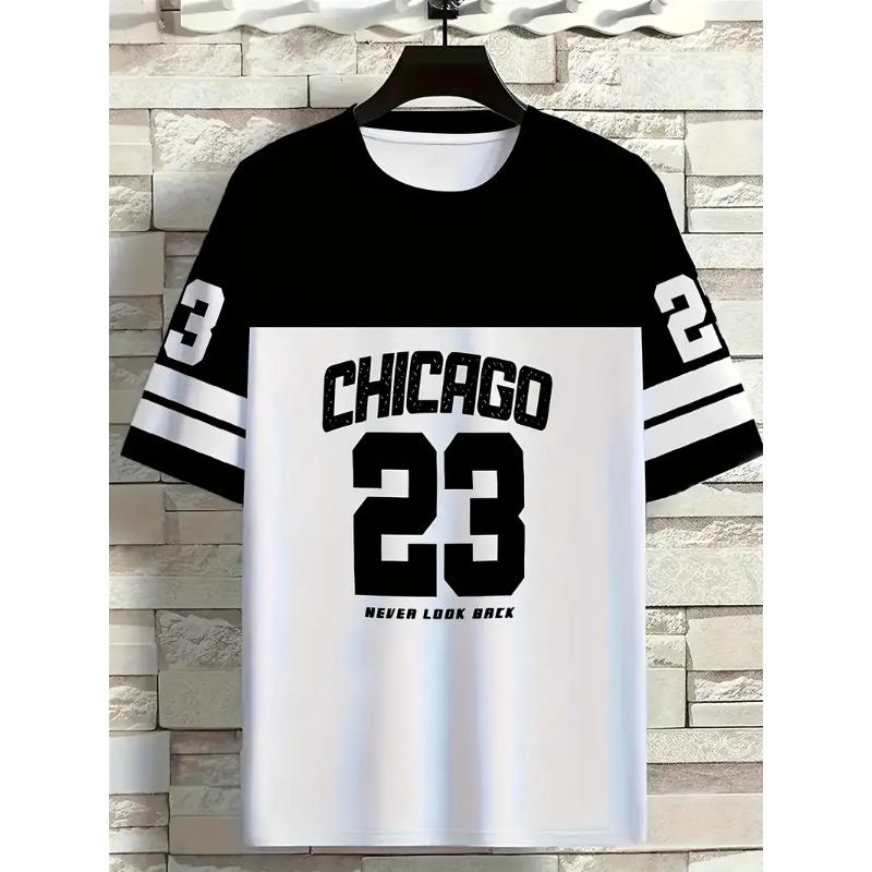 Pánské grafické tričko Chicago 23 s krátkým rukávem, sportovní dámské tričko, unisexové, pro každodenní nošení, letní pánské závodní tričko