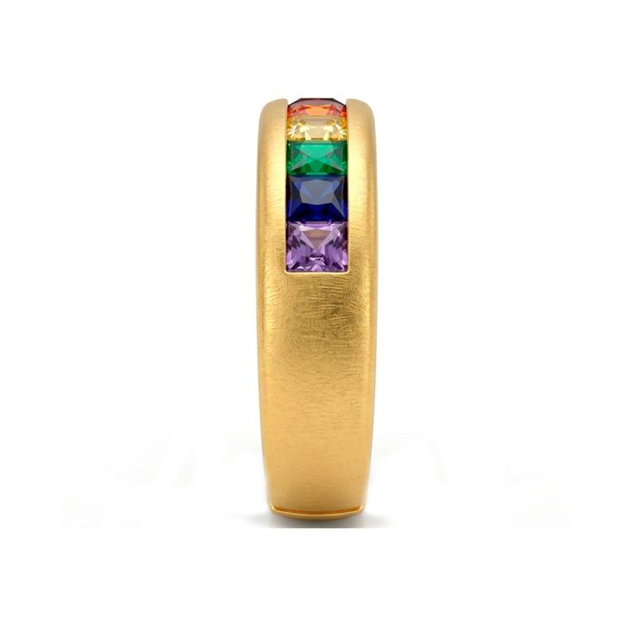 Anneau - LUXENTER - Folant - Alliage métallique - Zirconie multicolore - Finition or jaune 18 carats