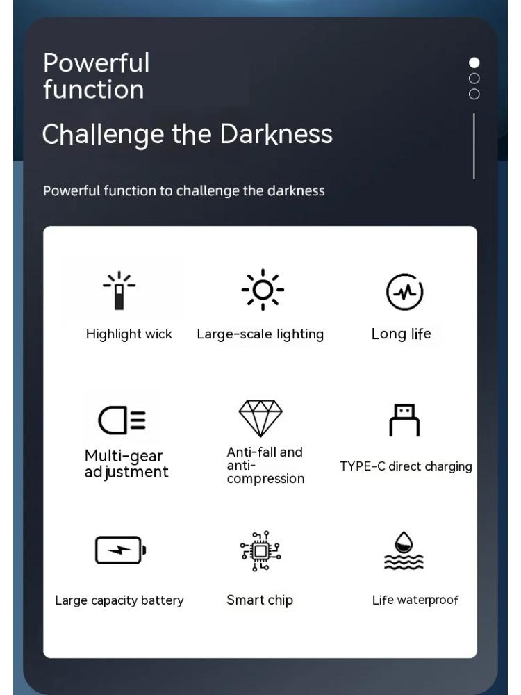 LED Double Light Flashlight Rechargeable Handheld Torch 5 Lighting Modes Outdoor Home Emergency Warning Camping Tool Lights