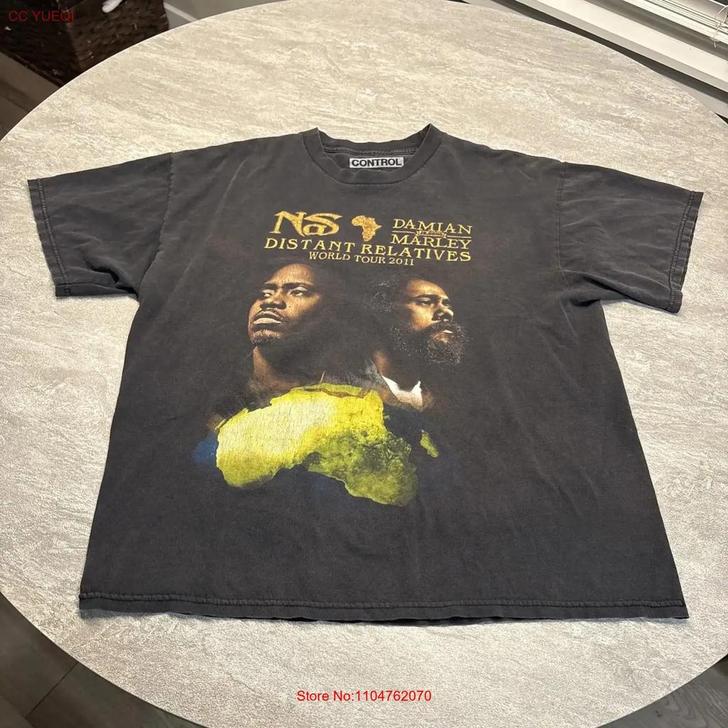NAS Damien Marley Distant Relatives World Tour T Shirt Mens XL Rap Hip Hop vintage Washed Slightly Versatile Stylish Casual