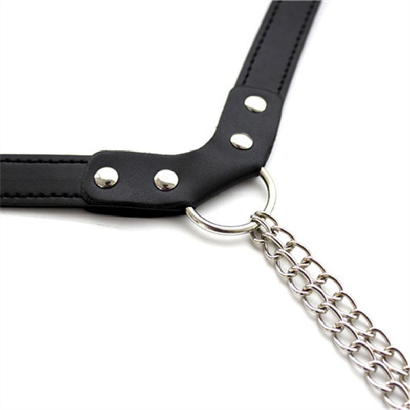 Leather Pants Sex Toys For Woman Men Steel Chain Vagina panty Bondage Underwear Adjust Panties Chastity Anus Sex Products