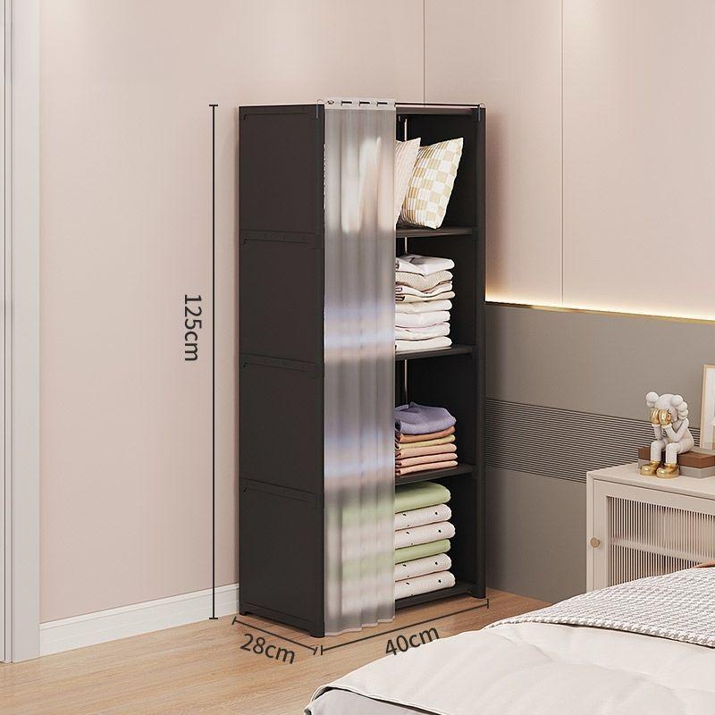 Multipurpose Cabinet for Clothes Assembled Bookshelves with Curtains Dustproof Wardrobe Large-Capacity Bedroom Furniture