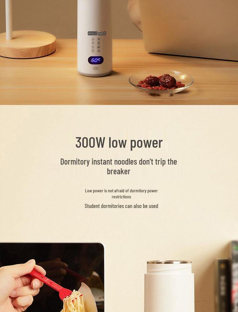 Chigo Smart Reisekochkessel: Tragbarer elektrischer Becher zum Kochen, Erhitzen und Isolieren. Ideal für Büro- und Reisegebrauch.