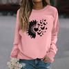 Damenmode Lässig Langarm Einfarbig Bedruckt Rundhals Oberteil Sweatshirt