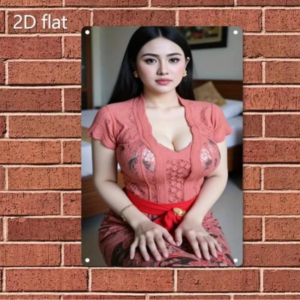 Vintage Metal Tin Sign Thai Lady Art Poster Home Bar Decor