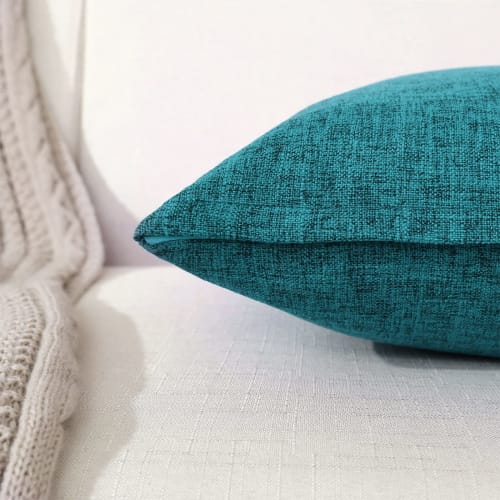 Silky Bunny Cushion Covers, 50x50cm, Nordic Style, Linen Texture, Sofa Back Covers, Solid Color, Hidden Zipper, Decorative Pillow Covers, Light Blue,