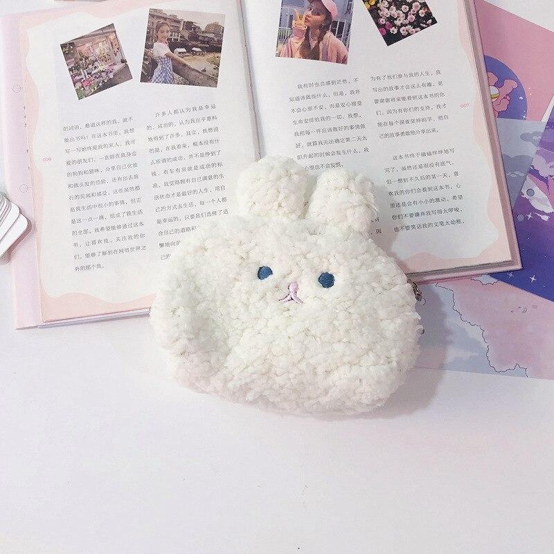 Small Rabbit Coin Bags Purse Kawai Rabbit Mini Makeup Bags Pouch Girl Plush Lipstick Earphone Storage Bags Card Holder
