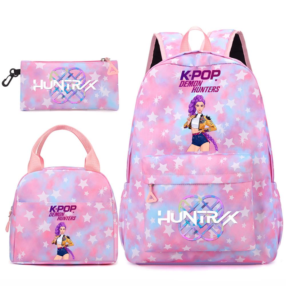 Set 3 piese/set Anime Desene animate Kpop Imprimate Rucsac Geantă de mână Etui pentru creioane pentru Adolescent Student Fată Băiat Ghiozdan Copil Ghiozdan Capacitate Mare Geantă de călătorie Cadou