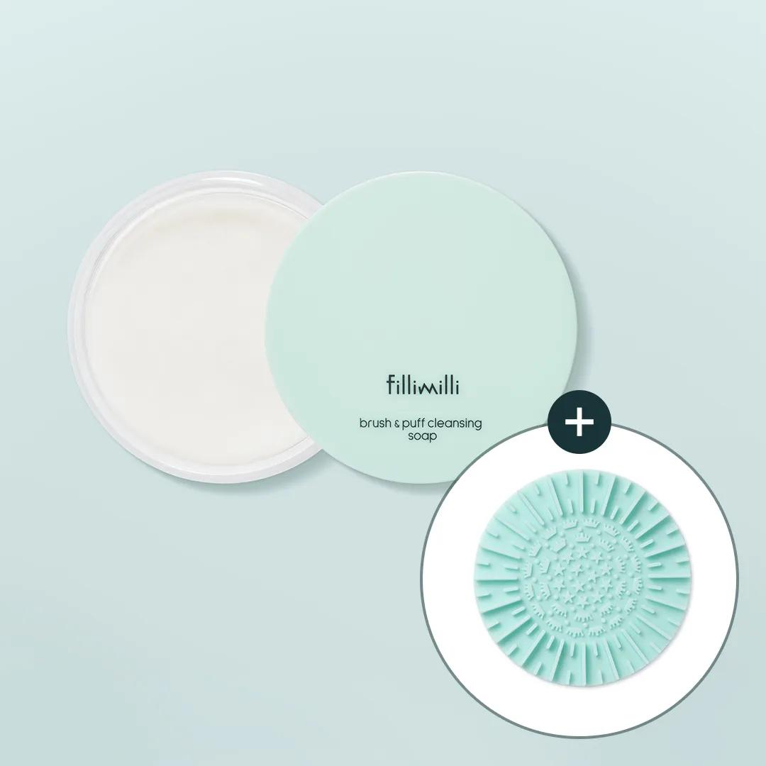 Fillimilli Brush & Puff Cleansing Soap Set (+Cleansing Pad)