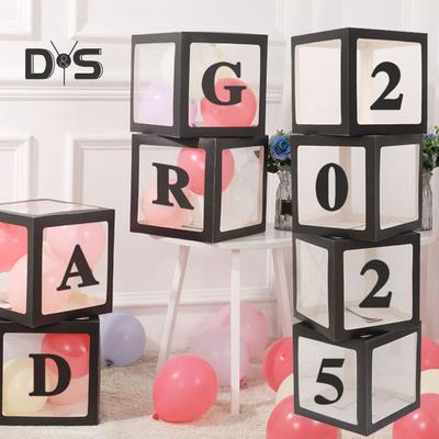 4/8 piezas de decoración de graduación 2025, caja de globos con letras, suministros para fiesta de graduación para preescolar, jardín de infantes, escuela secundaria y universidad.
