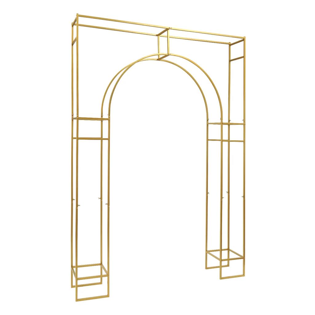 Golden Wedding Arch for Ceremony Square, Metal Balloon Arch Frame, Garden Arch Frame for Wedding and Birthday Party Decoration