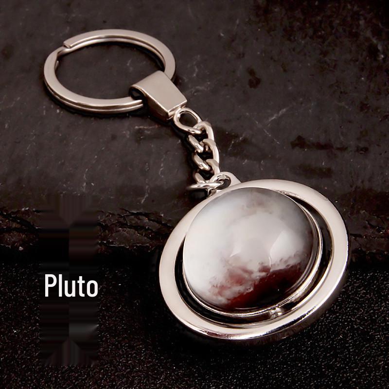 Rotating Saturn & Planets Crystal Keychain with Luminous Sun & Moon