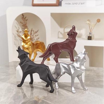 Modern Simple Geometric Wolf Ornaments Light Luxury Style High-end Home Decoration Living Room TV Cabinet Resin Crafts