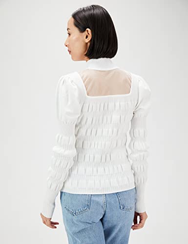 FRAY I.D. Decollete Sheer Knit Pullover FWNT224037 Women's White F