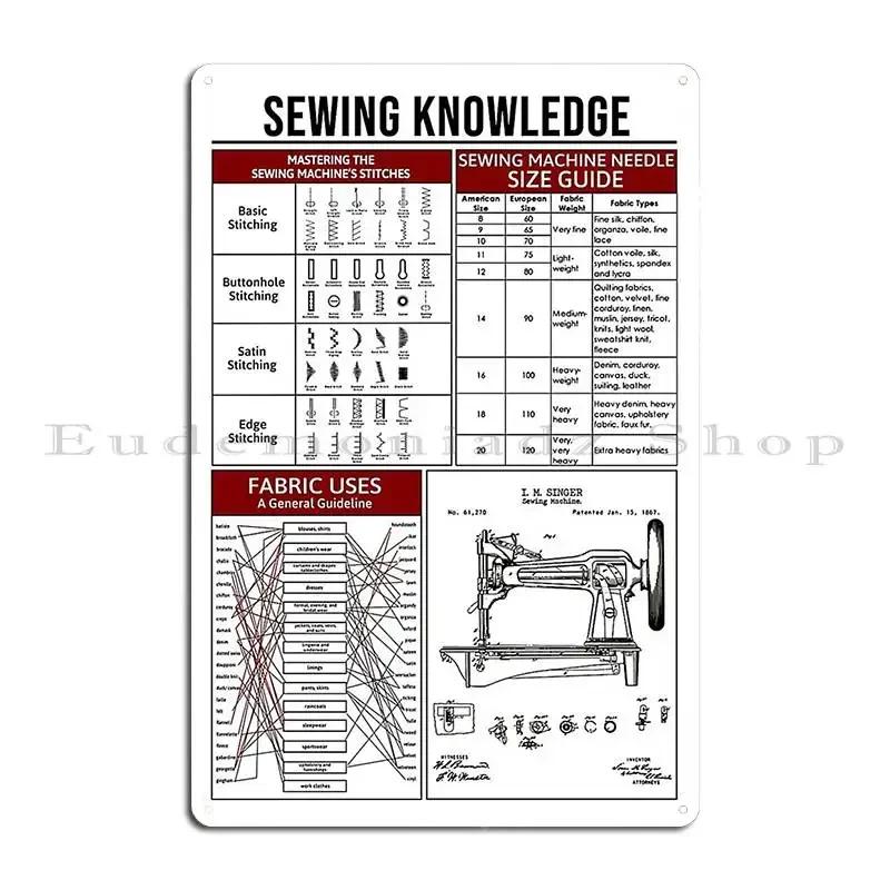 Sewing Knowledge Sticker Metal Signs Custom Character Home Vintage Design Pub Tin Sign Poster