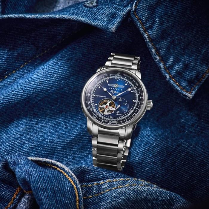 [Zeppelin] 100th Anniversary Automatic Watch, 50m Water Resistance, Mineral Glass, Navy Dial, 7662M-3, Men's