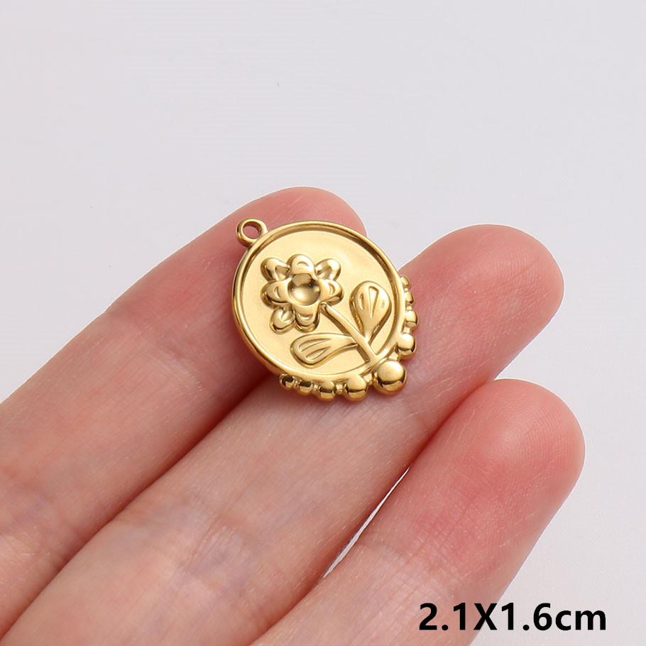 6 Stück Antike Relief Rose Tulpe Sonnenblume Edelstahl Anhänger Für Schmuckherstellung Großhandel Königlicher Hofstil Oval Handgefertigter Anhänger