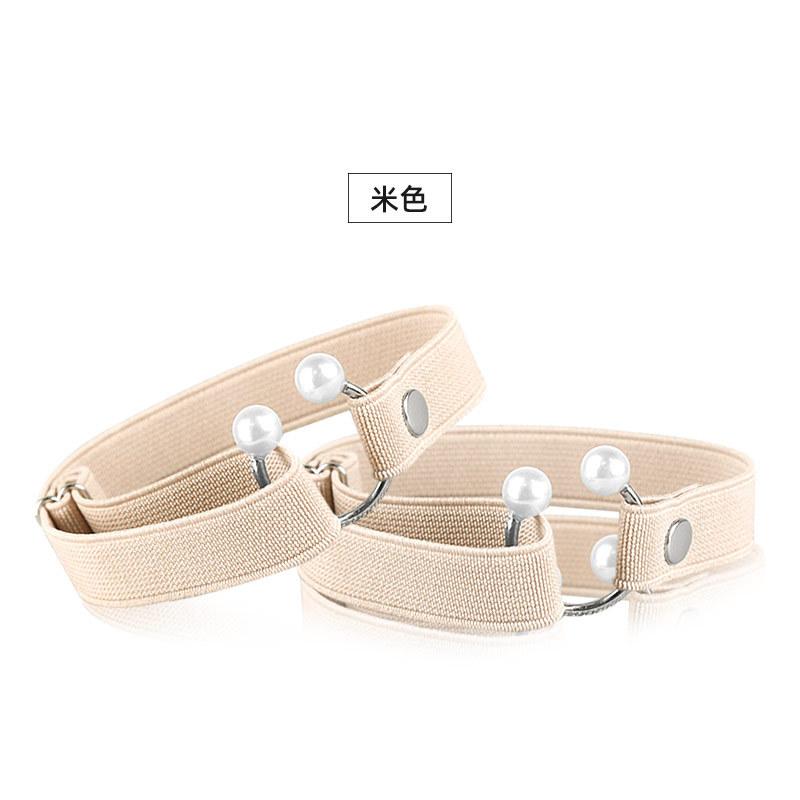Adjustable High Heel Shoe Straps Anti-Slip Elastic Band with Metal Ring and Pearl Beads for Secure Fit and Heel Support
