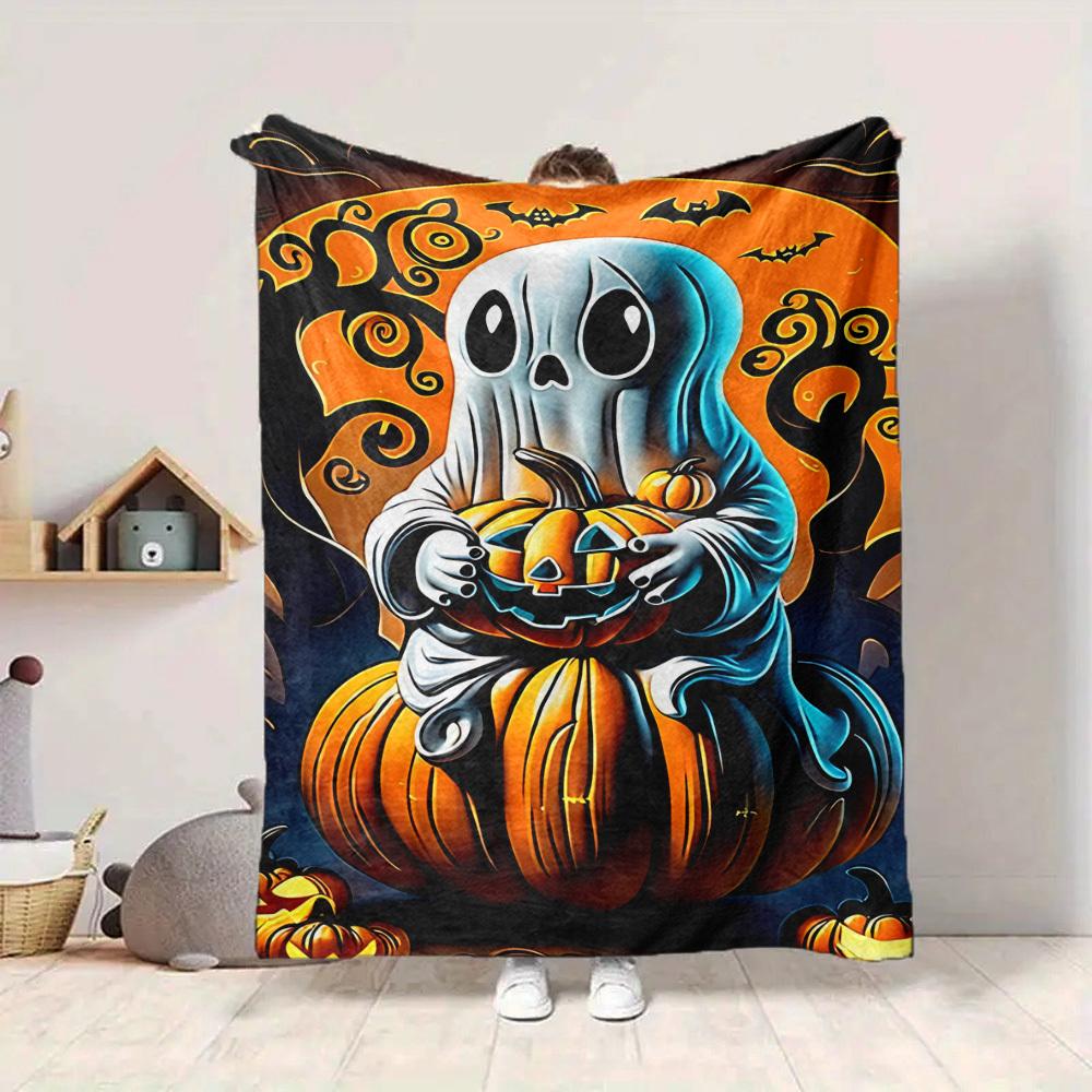 1PC Halloween Ghost Blanket, Throw For Sofa, Bed, Travel, Camping, Livingroom, And Bed, Printing Blanket With Soft And Warm Fabric yy250918194