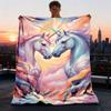 1pc Unicorn Fantasy Art Throw Blanket Polyester Fiber, Lightweight Flannel, Soft & Warm, All Season Use for Outdoor, Camping