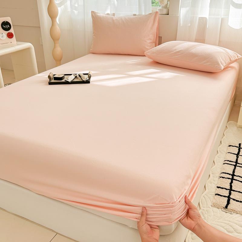 Autumn/Winter Thick Solid Color Cotton Flannel Fitted Sheet & Dust Cover