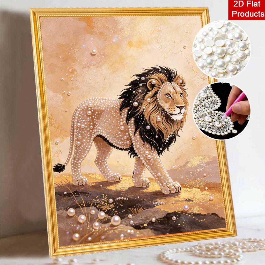 Lion Pearl Painting DIY Handmade Pearl Painting Art Exquisite Gift Home Decoration