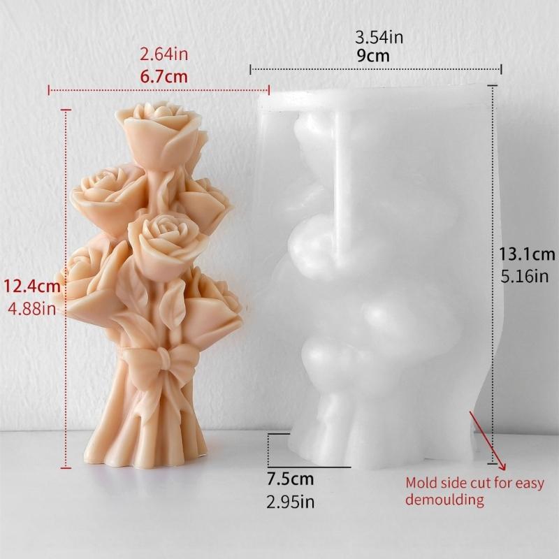 Flexible Rose Shaped Silicone Craft Mold Easily Release DIY Scented Gypsum Candle Wax Chocolate Molds