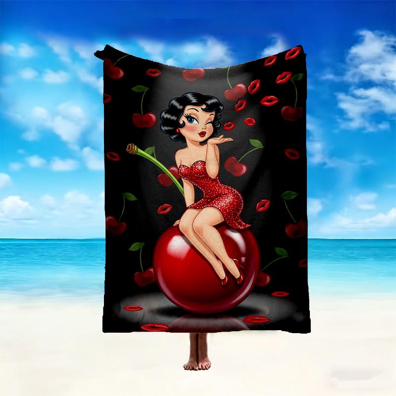 1pc Comfortable Home Print Throw Blanket, Betty Boop Blanket For Bed and Sofa Use, Special Present For Family
