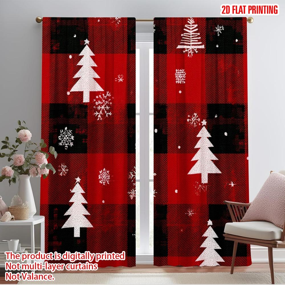 

2 шт., 2D-печать на плоскости Шторы и оконный декор рождественские елки2 Универсальный 100% полиэстер (без удилища) Использование для наружных украшений 52.50×116.00 CM 2pcs