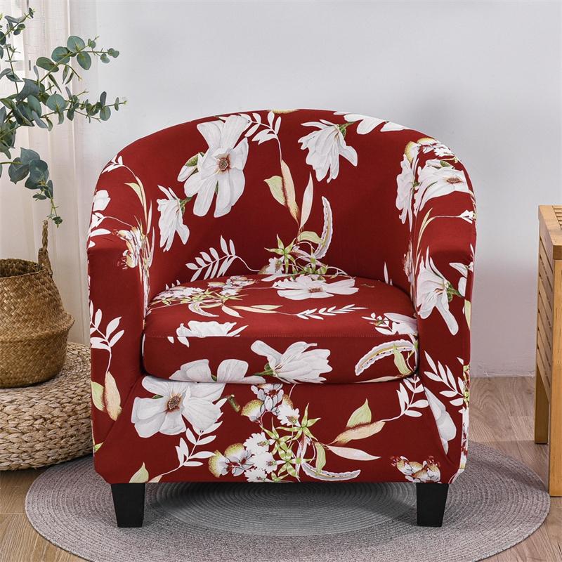 Nordic Flowers Bar Counter Club Chair Slipcover Stretch Spandex Tub Armchair Covers Relax Single Sofa Cover For Living Room