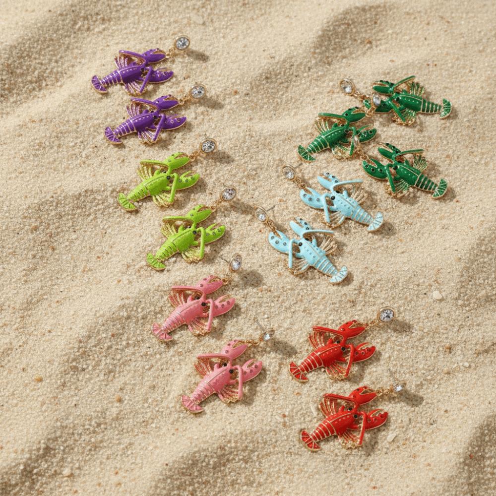 Vintage Enamel Stud Earrings Creative Bohemian Dangle Earring Cute Lobster Earrings Holiday
