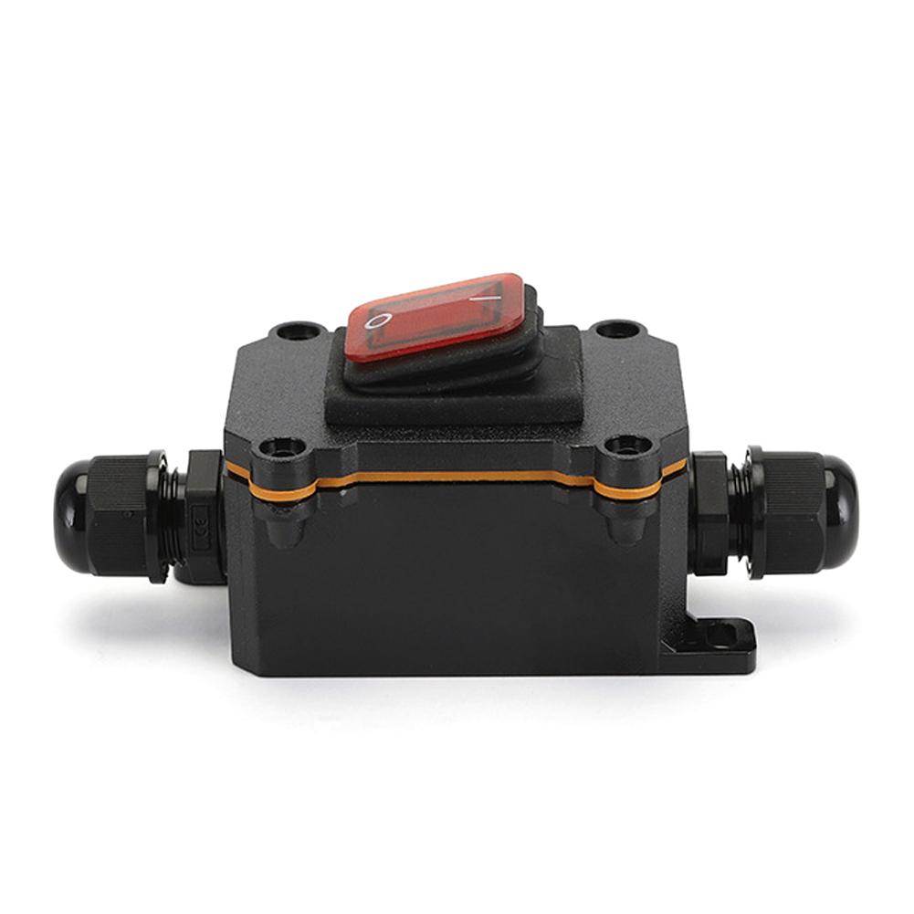 Outdoor Box Inline Cord Rocker Switch Power 12V-24V 110V-220V Marine Rocker Inline Toggle Switch with LED 20A Inline IP67 Sealed