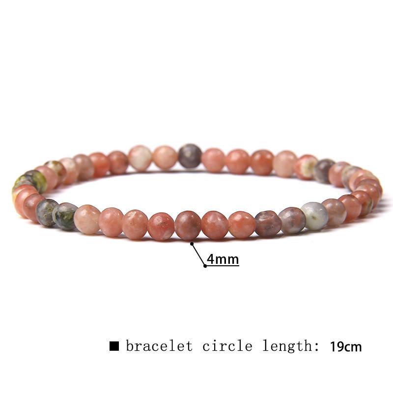 4mm Natural Agate Mini Energy Bracelet Women's Glossy Beads Semi-Precious Pulsera Jewellery Bracelet Bracelet