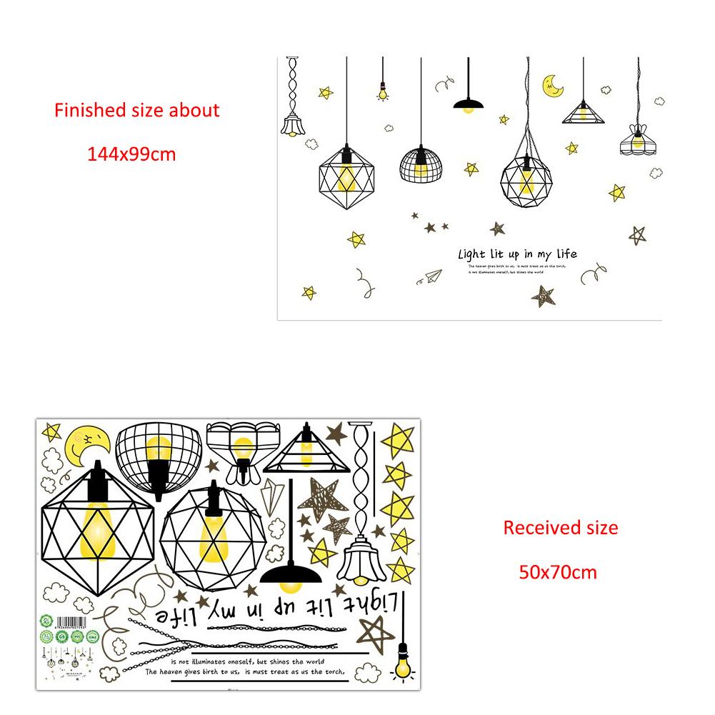 Adesivo da Parete Lampadario Stile Nordico Colorato Rimovibile Decorazione Sfondo TV per Camera da Letto e Soggiorno Adesivo Vetro Finestra