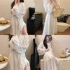 Floral Long Sleeve Dress With Embroidery For Vacation And Casual Wear