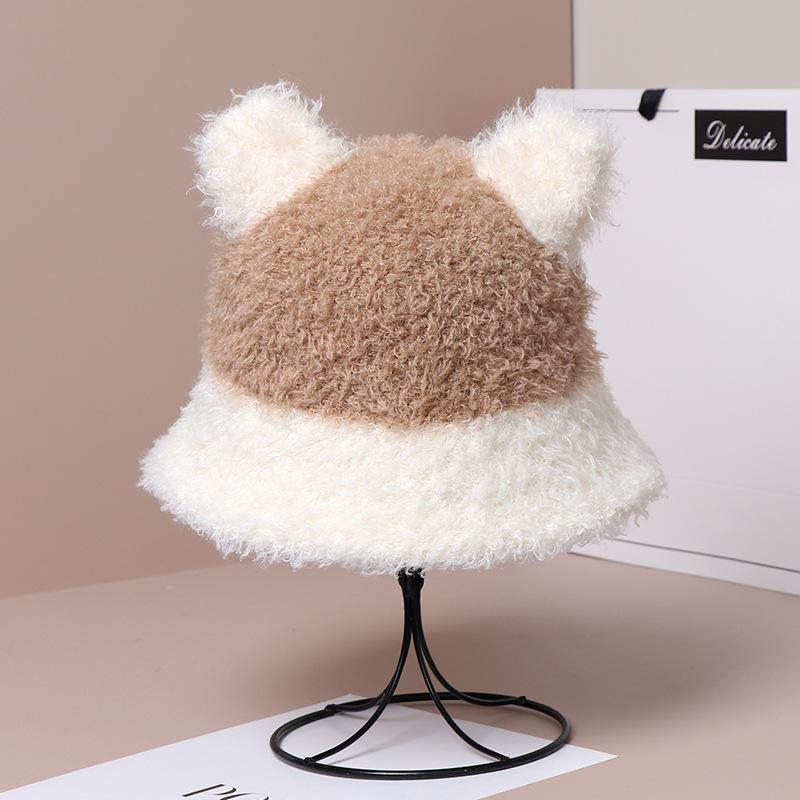 

Новая теплая плюшевая шляпа на осень и зиму для женщин, милая шляпа-ведро с защитой ушей One Size хаки