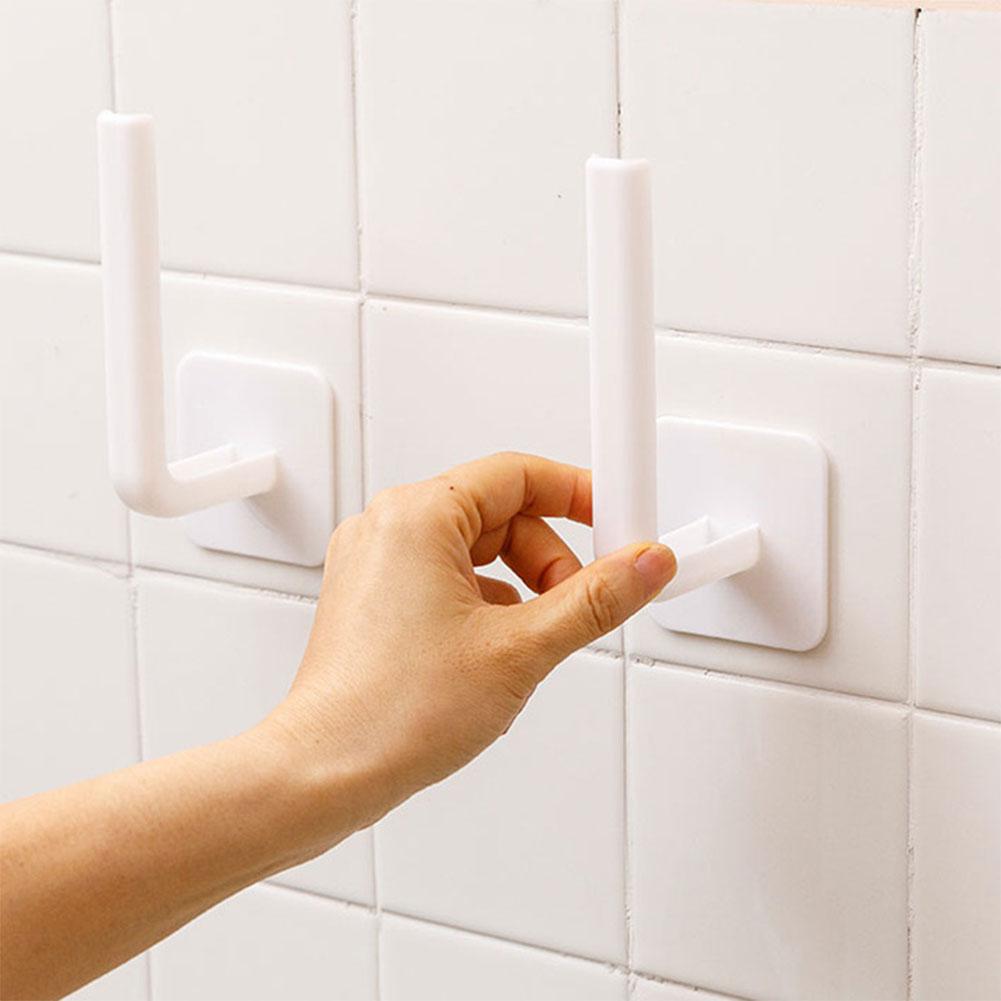 Towel Clothes Hanger Multi-Purpose Adhesive Hat Hooks Punch-Free Hanging Sticky Hooks for Kitchen Bathroom Office Closet