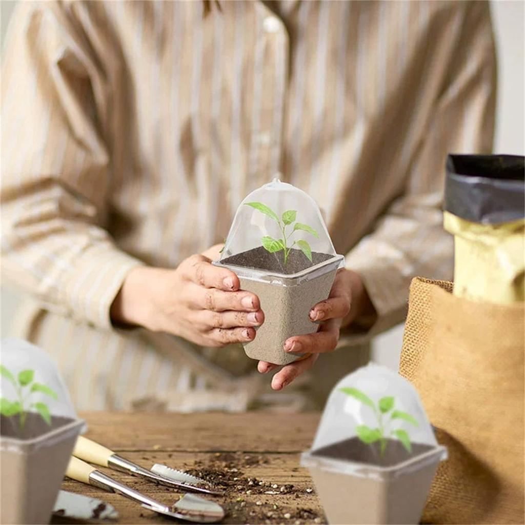 Nursery Seedling Pulp Cups with Lid,  Paper Flowerpots, Ventilated Seed Cultivation Cups for Planting and Propagating 