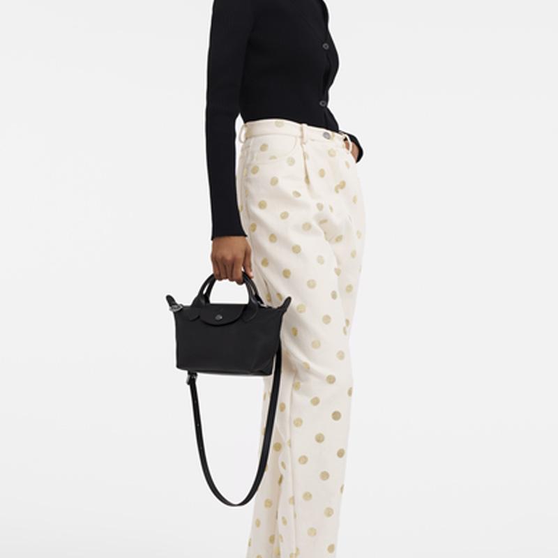 Longchamp Le Pliage Xtra 17 Button Zipper Closure Leather Dumpling Shoulder Tote Mini Women bags Black 1500987001