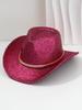 Unisex Elegant Brushed Top Hat YK Style Cowboy Hat, Metal Round Accessories Belt Bonfire Party