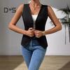 Women's Dressy Suit Vest V-Neck Button Down Blazer Waistcoat Sleeveless Crop Top Slim Fit Work Office Outfit